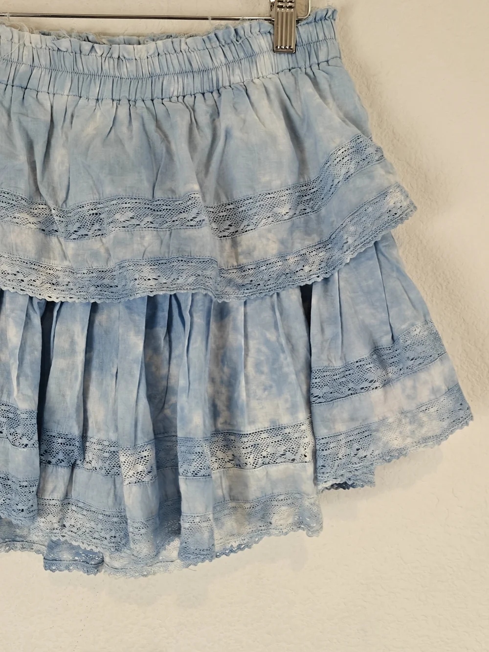 LoveShackFancy Pacific Indigo Hand-Dye Ruffle Mini Skirt Cottagecore Boho Tiered